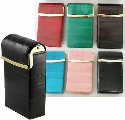 Genuine eel skin leather tobacco lighter holder hard case pop up Cigar –  kelvinrolenleathercollection