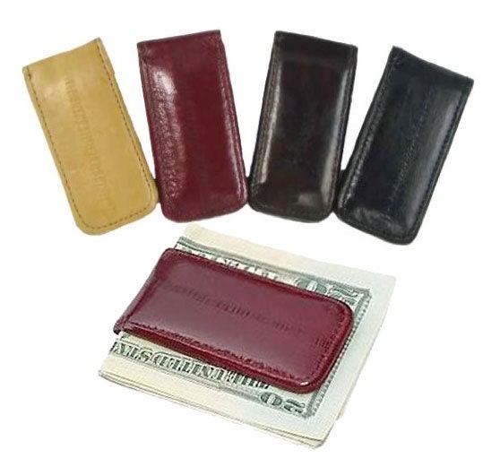 Men's Genuine Eel Skin Credit Card & Money Clip Wallet