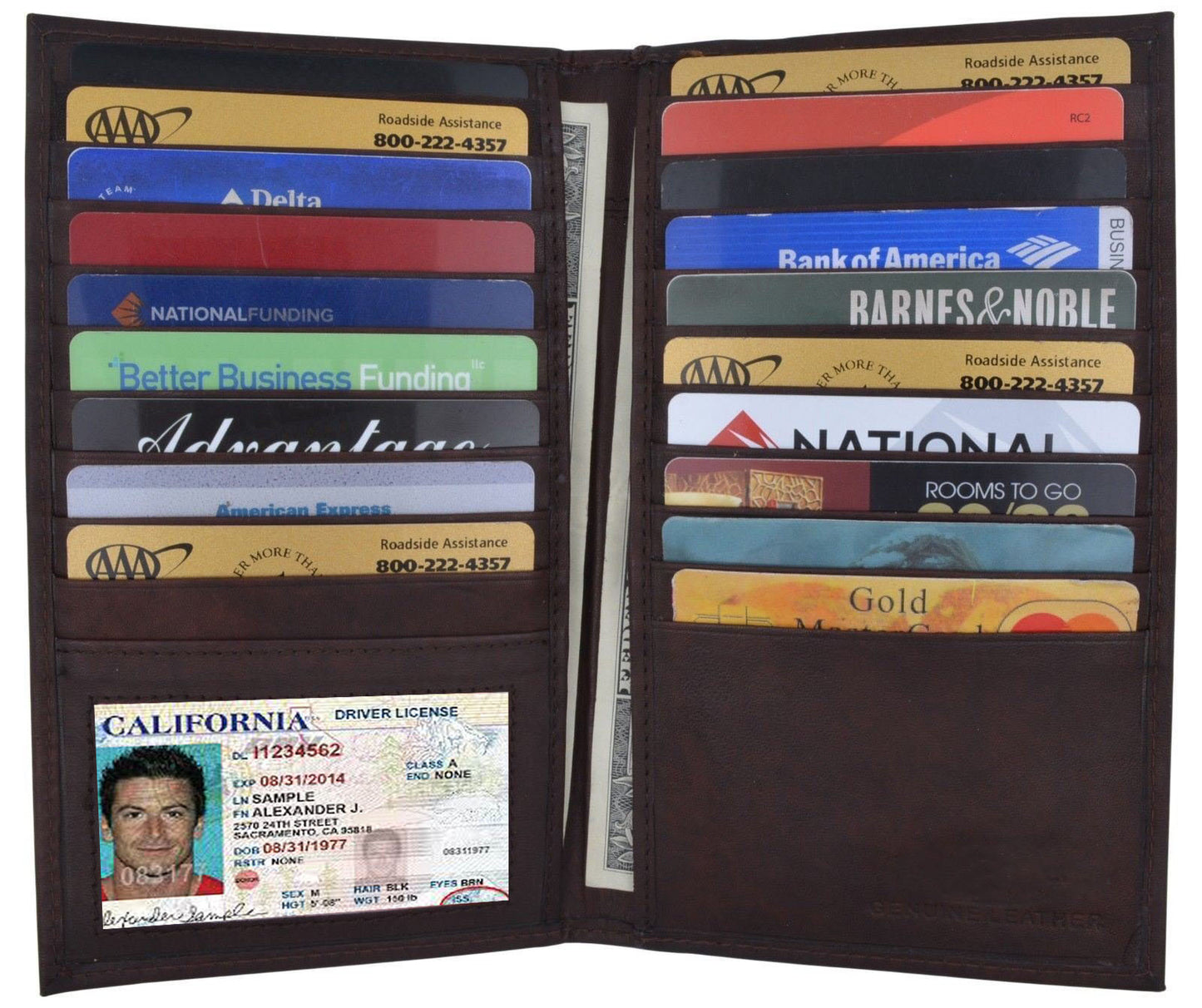 RFID Blocking Leather Checkbook Cover Men's Secretary Wallet 19 Card Holder High Capacity