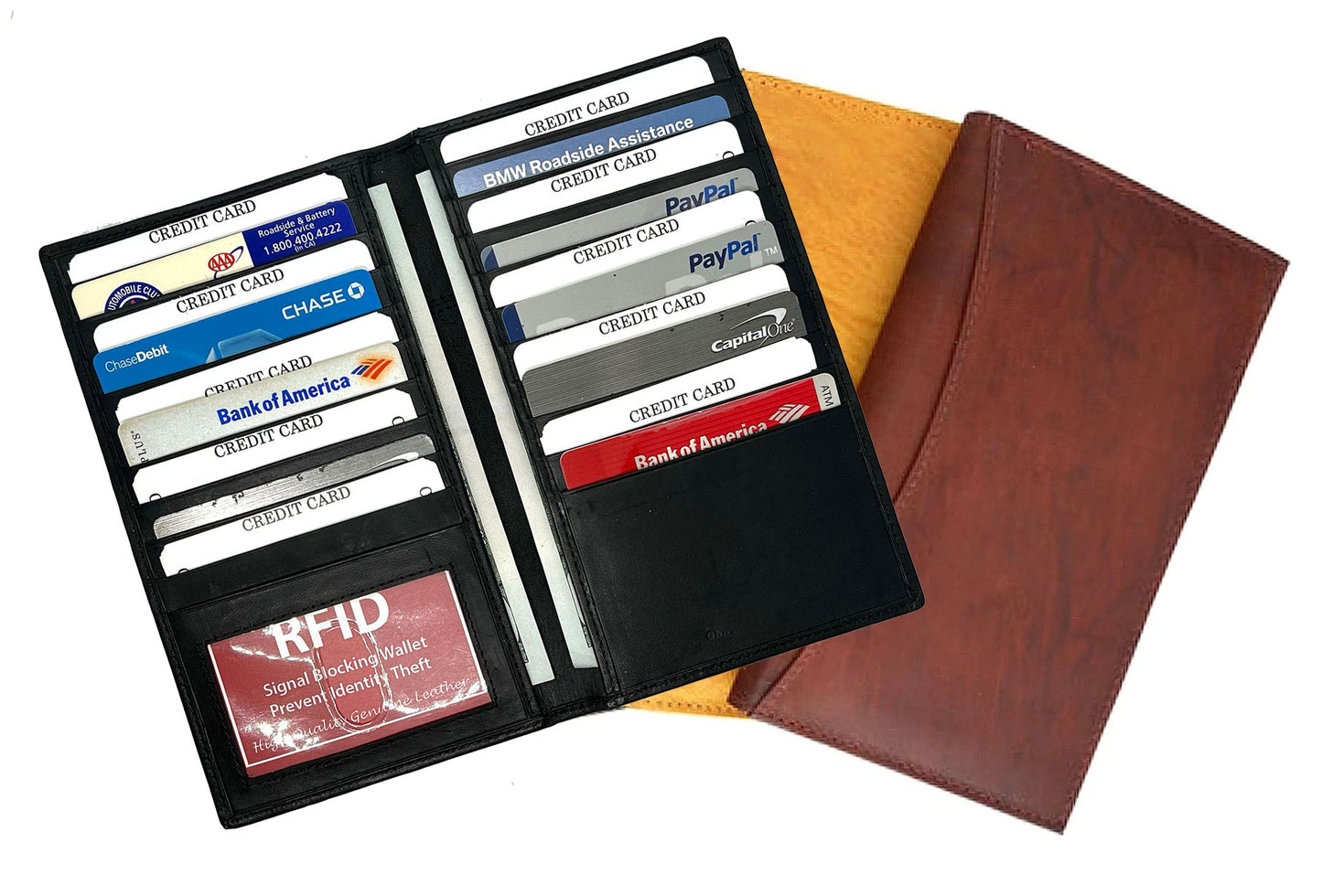 RFID Blocking Leather Checkbook Cover Men's Secretary Wallet 19 Card Holder High Capacity