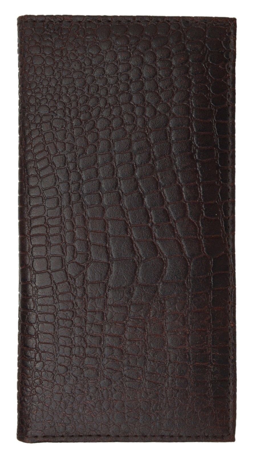 RFID Blocking Genuine Leather Standard Checkbook Cover Holder Thin Wallet Croc Croco Print