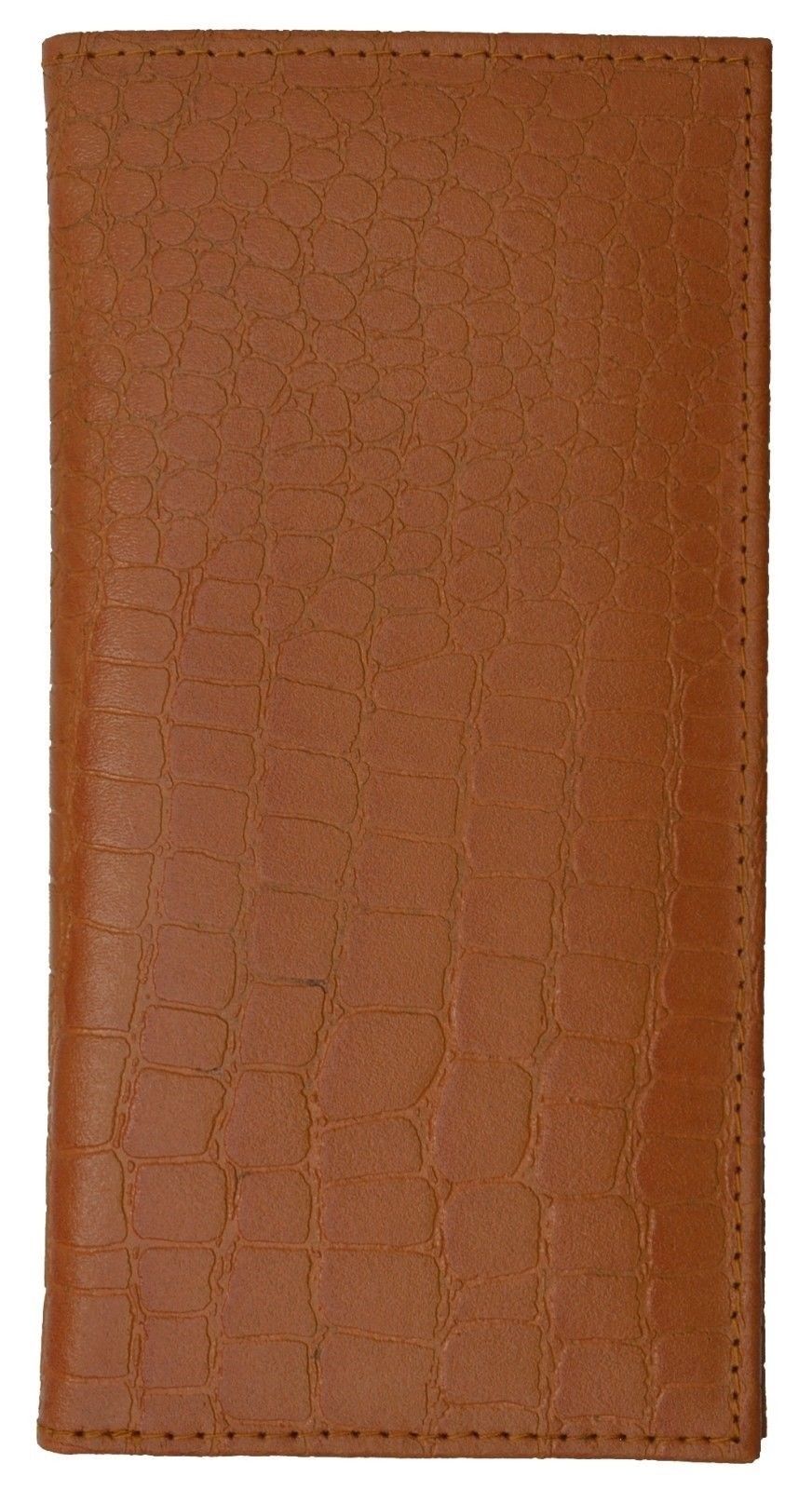 RFID Blocking Genuine Leather Standard Checkbook Cover Holder Thin Wallet Croc Croco Print