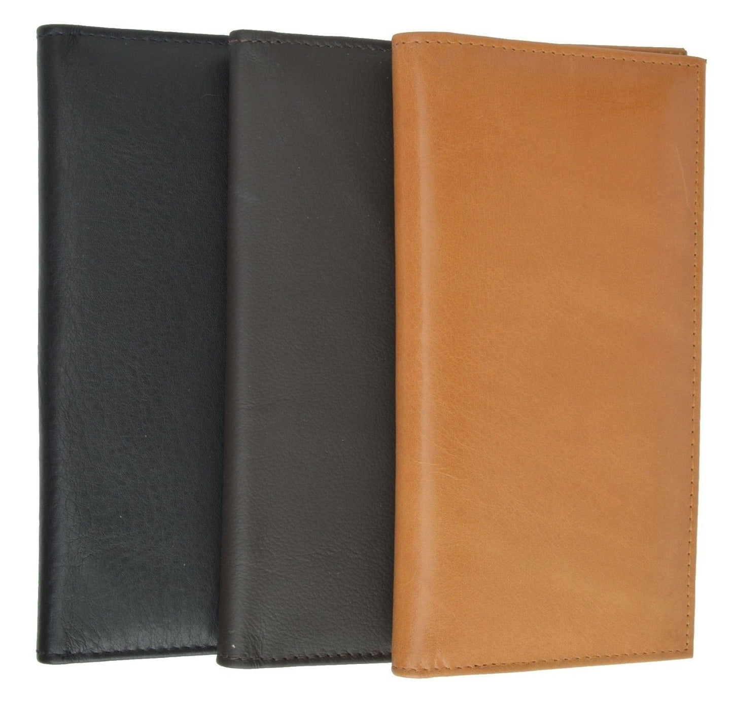 RFID Blocking Genuine Leather Standard Checkbook Cover Holder Thin Wallet