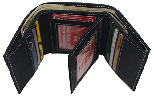 RFID Blocking Hunter Brown Vintage Leather Trifold Wallet Premium Cowhide