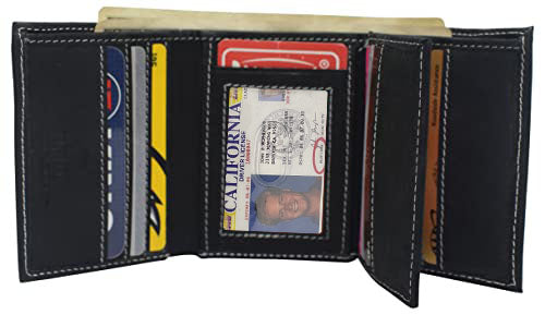 RFID Blocking Hunter Brown Vintage Leather Trifold Wallet Premium Cowhide