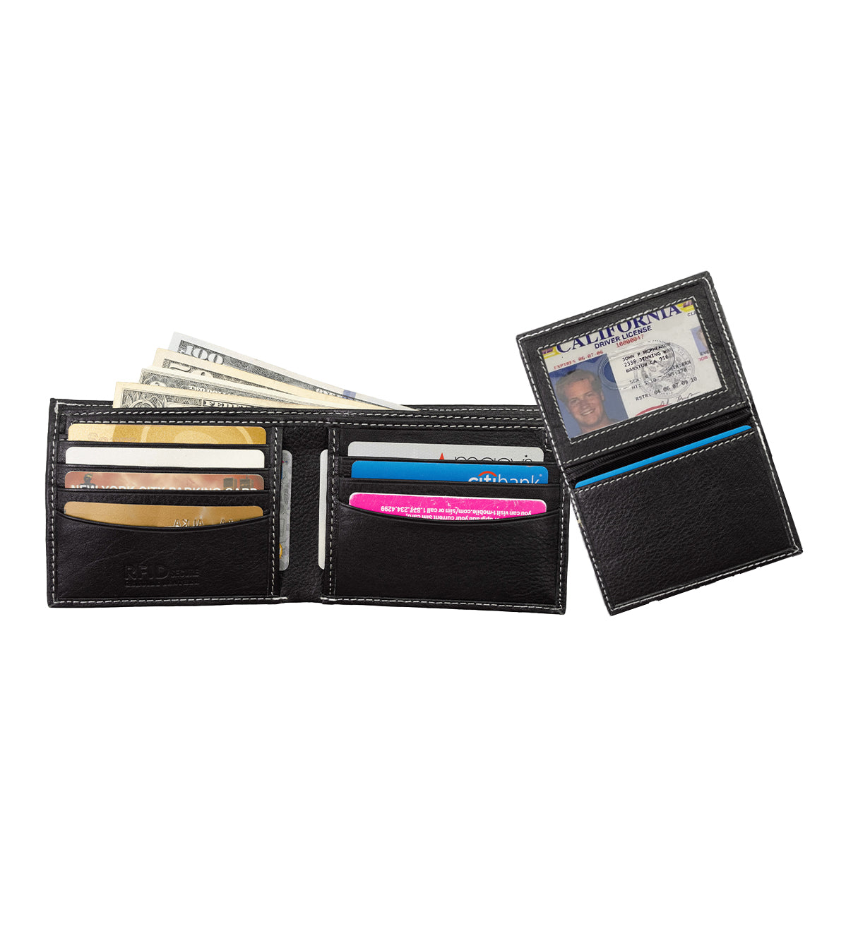 RFID Blocking Genuine Leather Men's Bifold Premium Wallet With Removable Handmade