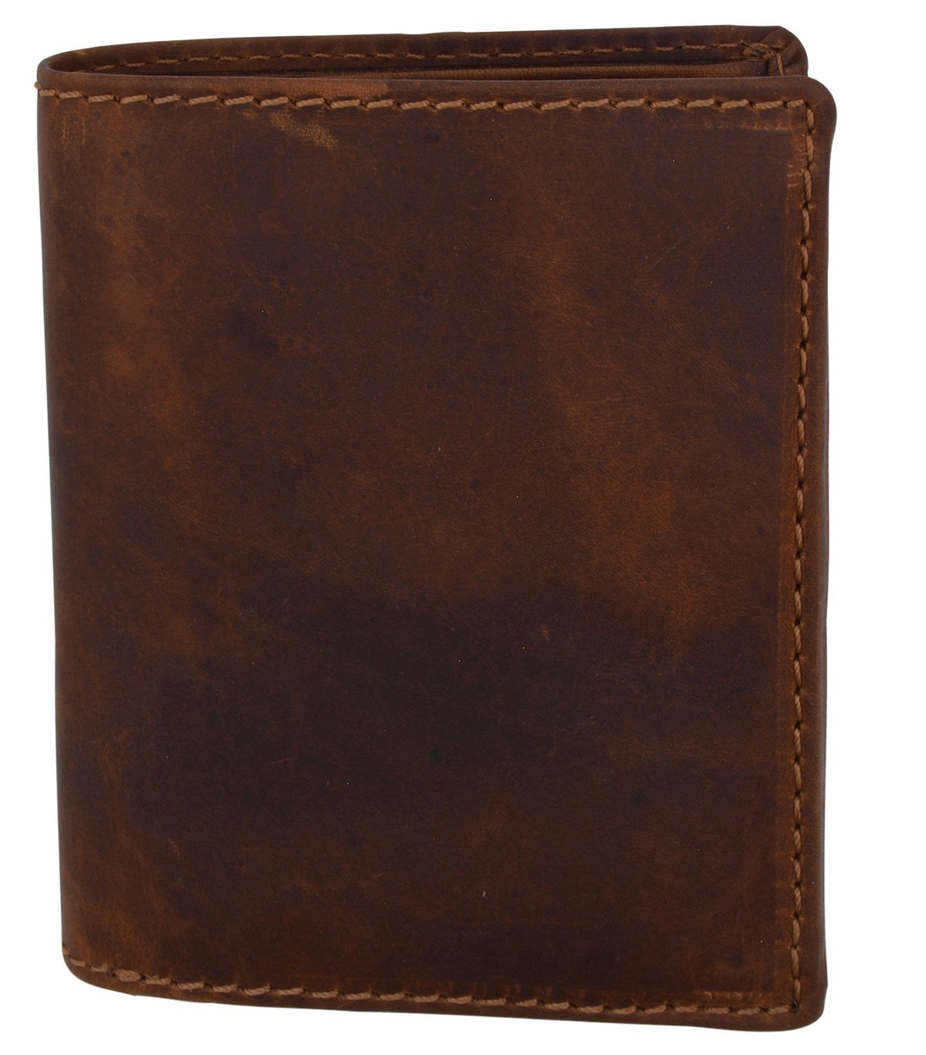 Hunter Brown RFID Blocking Premium Leather Bifold Wallet Double Flap Card Holder