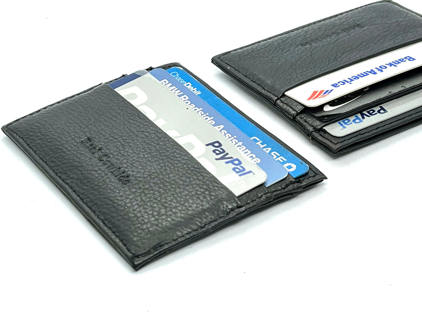 Black Leather Men's Wallet Credit Card Bifold Holder Minimalist