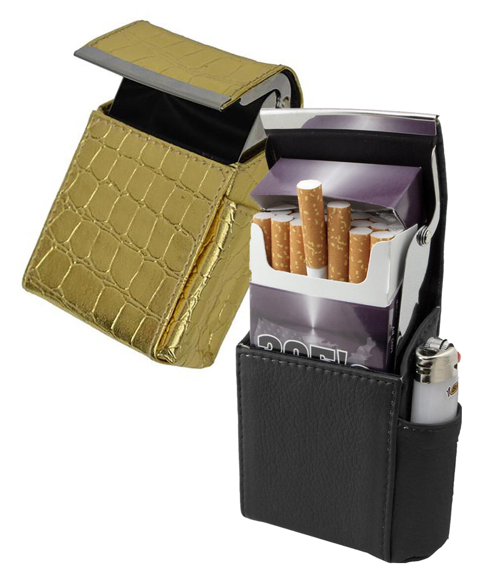 Genuine Leather Cigarette Hard Case Small Lighter Holder New