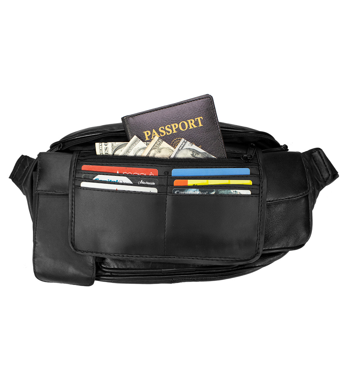 Genuine Leather Waist Fanny Pack Belt Bag Pouch Travel Hip Purse Cell Phone Pocket Dual Phone Holder