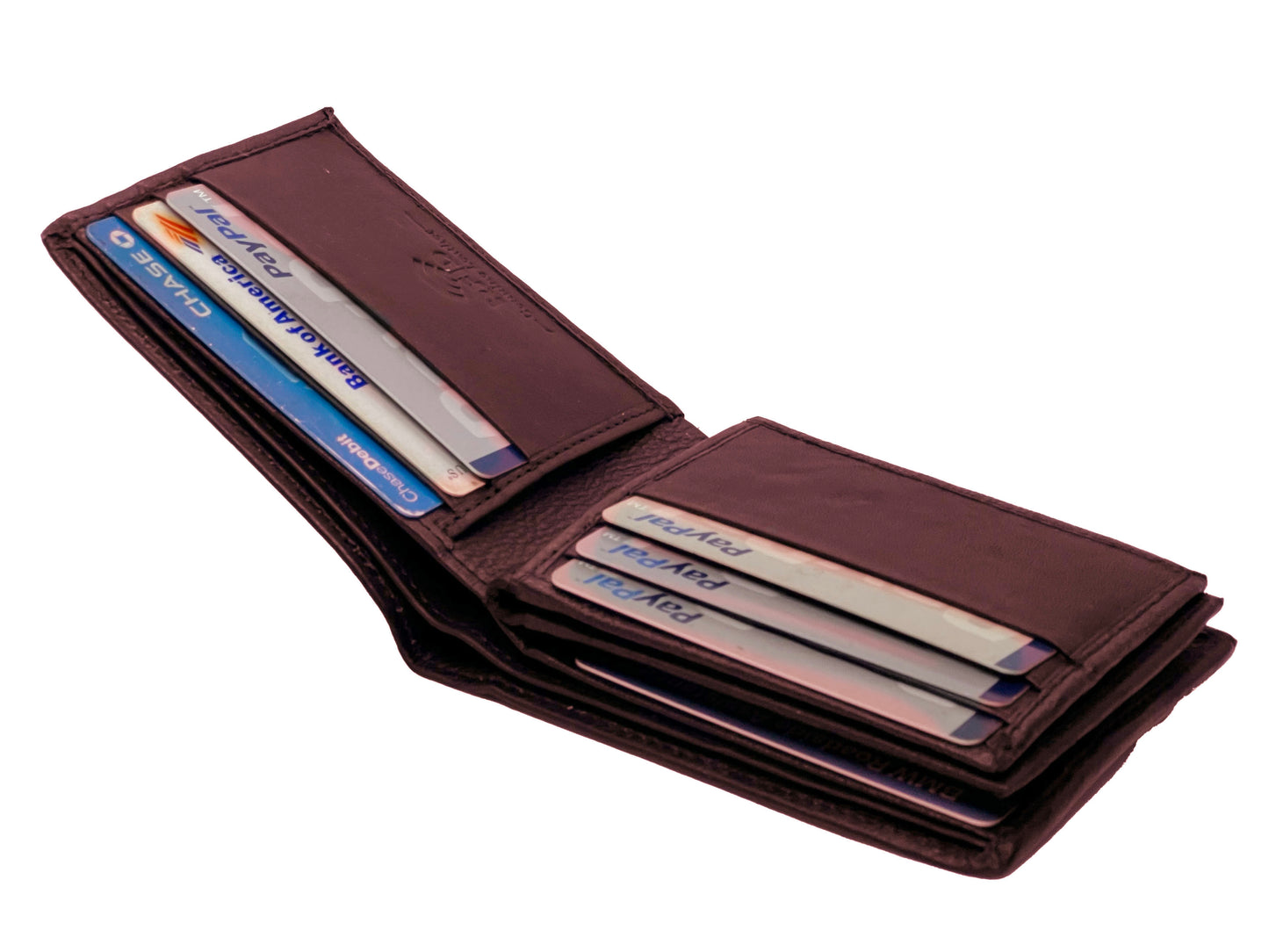 RFID Blocking Men's Leather Bifold Double Flap ID Card Holder Front Pocket