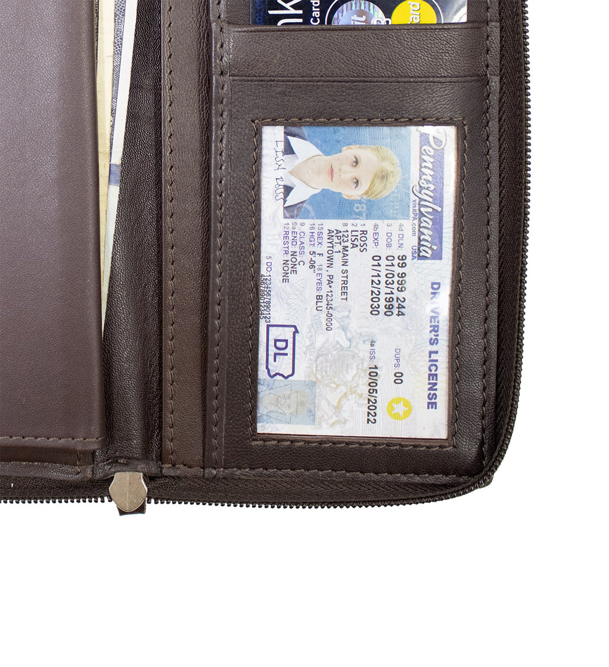 RFID Blocking Leather 2 Zip Wallet Women Credit Card Holder Accordion Organizer Wallet