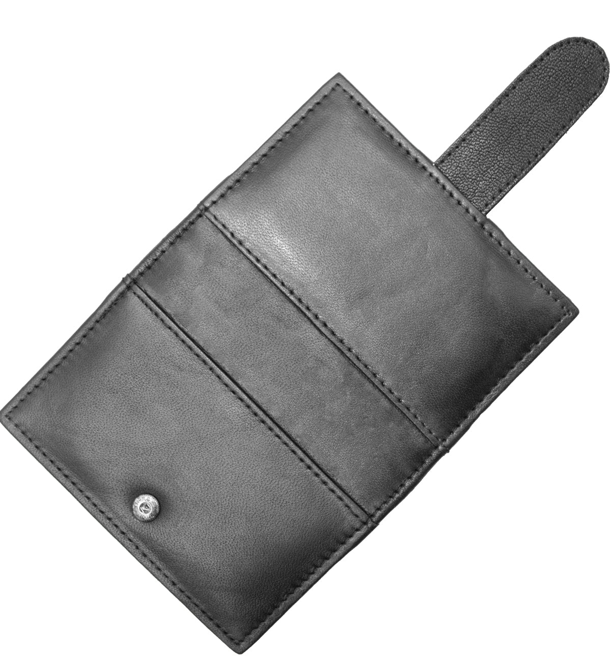 Genuine Leather Business Credit Card Mini Organizer Wallet Driver's License Holder Strap Closed