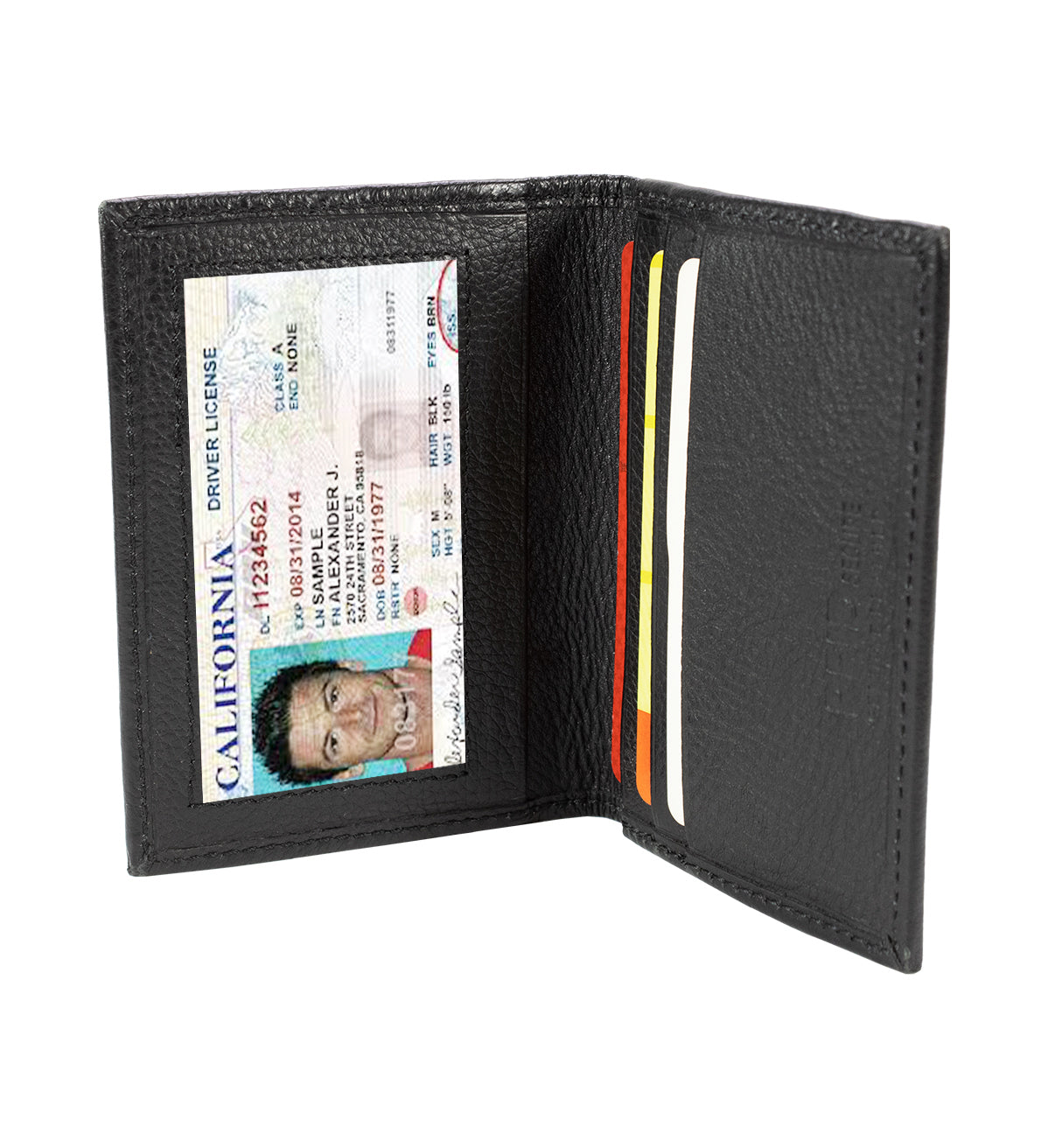 RFID Blocking Men's Genuine Leather ID 3 Card Bifold Card Holder Wallet