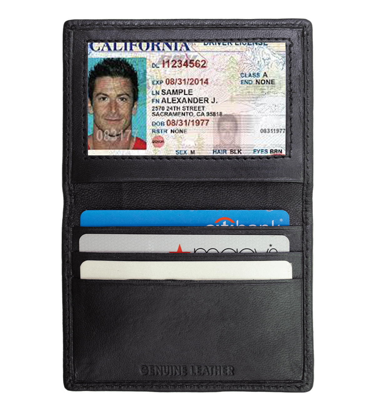 RFID Blocking Men's Genuine Leather ID 3 Card Bifold Card Holder Wallet