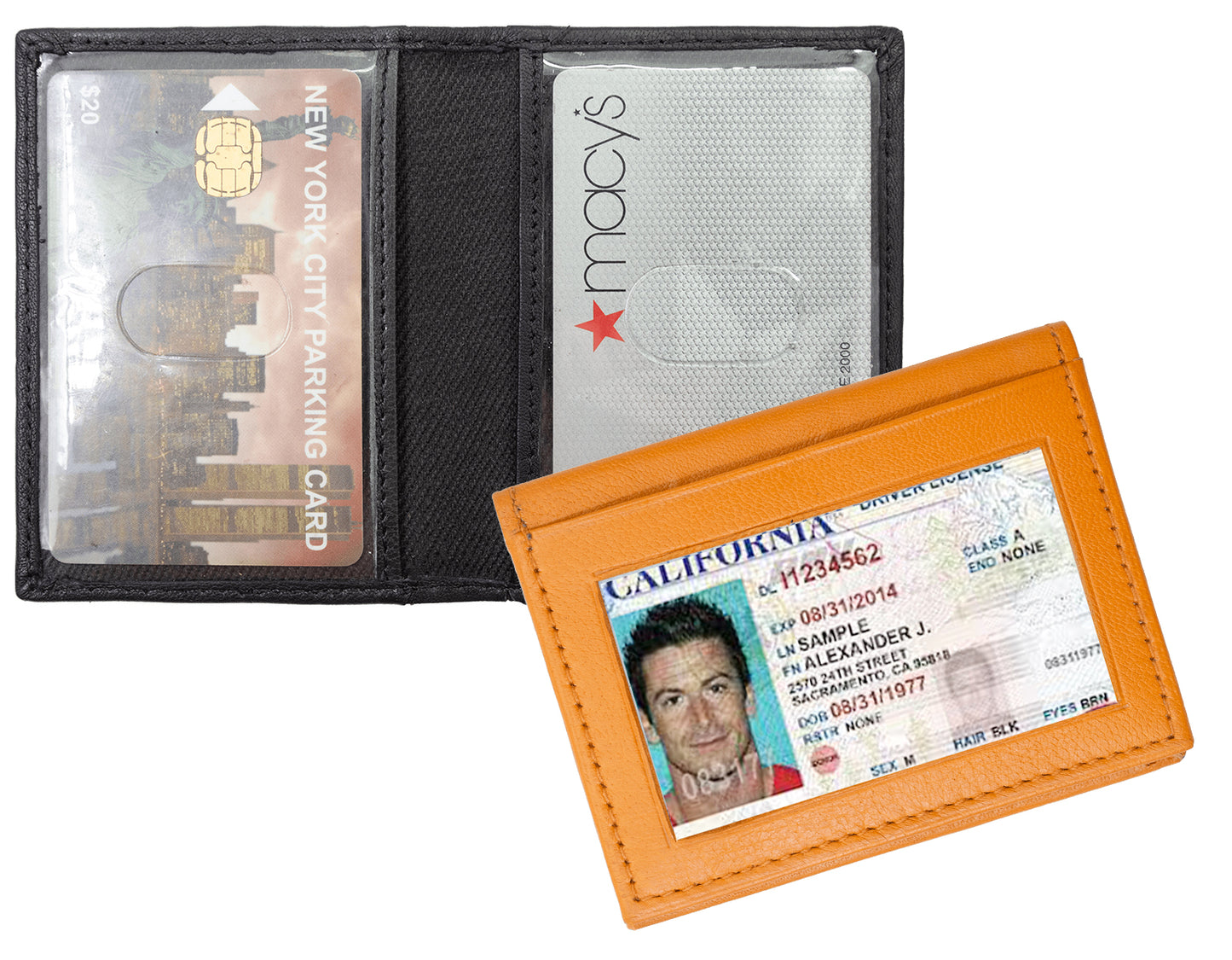 Genuine Leather Leather Credit Card ID Badge Mini Wallet Bifold Driver's License Holder