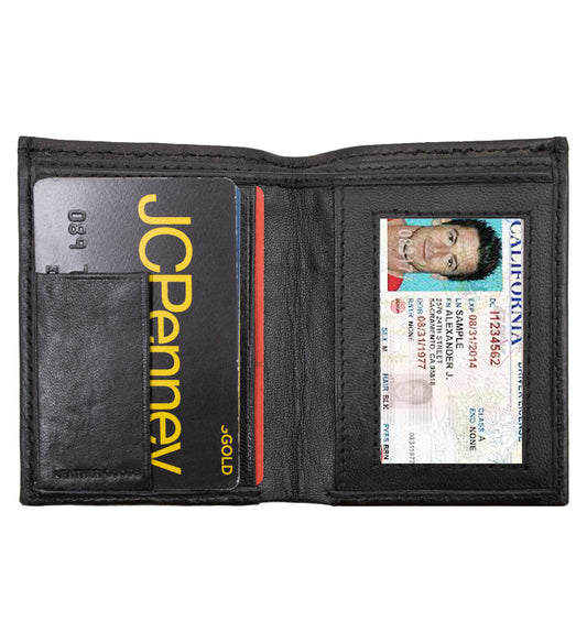 RFID Blocking Men's Genuine Leather ID Card Bifold Billfold Holder Small Thin Wallet