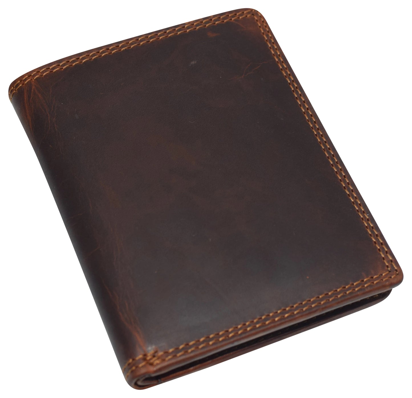 Hunter Brown RFID Blocking Genuine Leather Bifold Wallet Multi-Card Holder