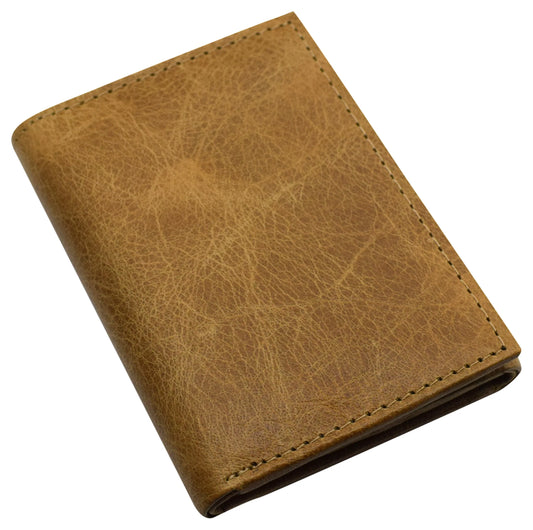 RFID Blocking Hunter Tan Vintage Distressed Leather Trifold Wallet