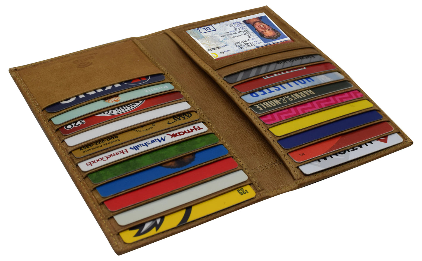 RFID Blocking Leather Checkbook Cover Men's Secretary Wallet 19 Card Holder High Capacity