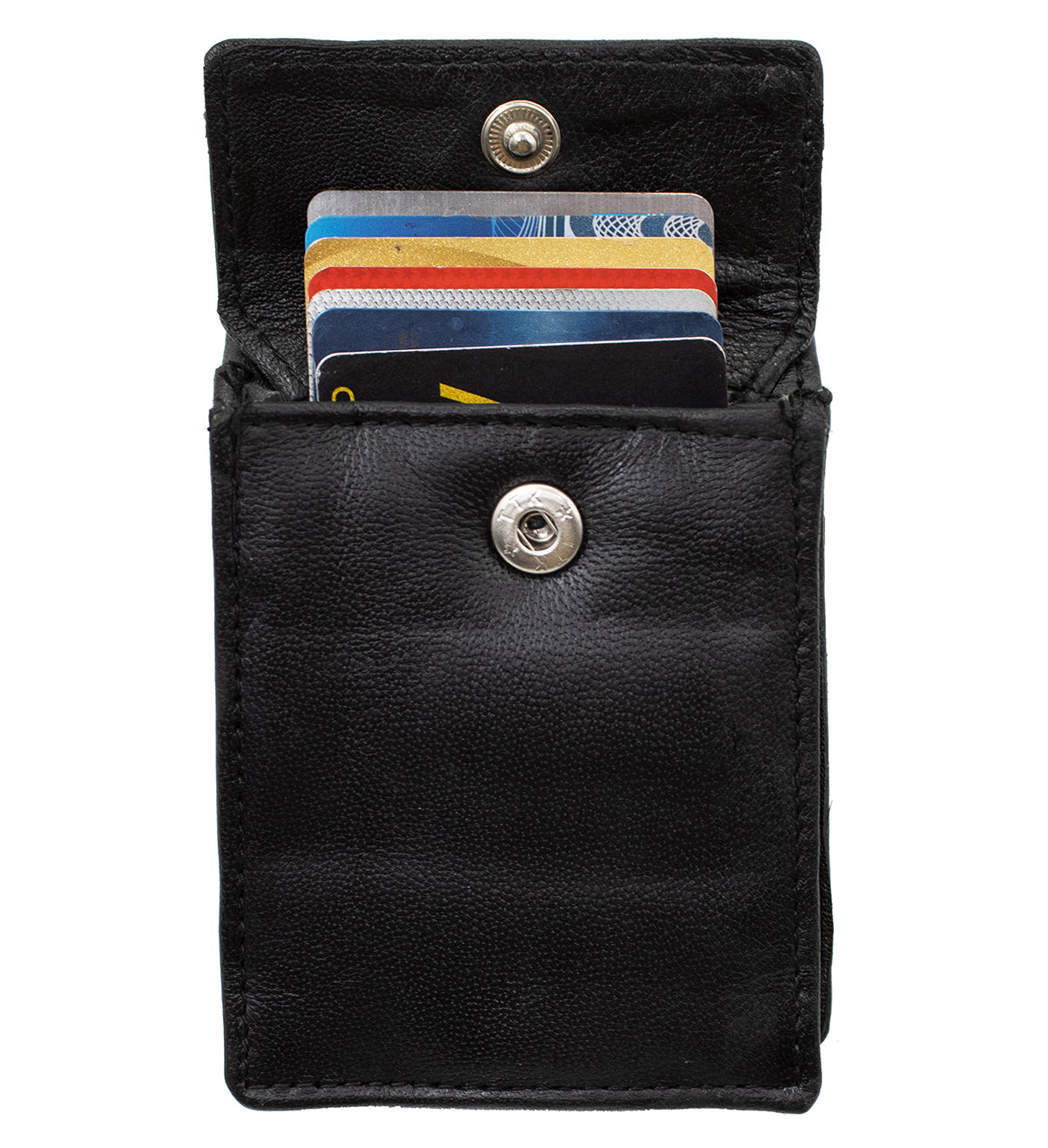 Black Genuine Leather ID Card Holder Neck Strap Travel Wallet String Bag Lanyard