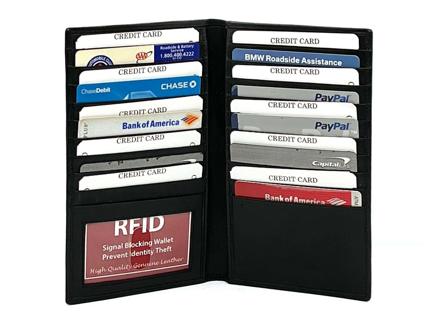 RFID Blocking Leather Checkbook Cover Men's Secretary Wallet 19 Card Holder High Capacity