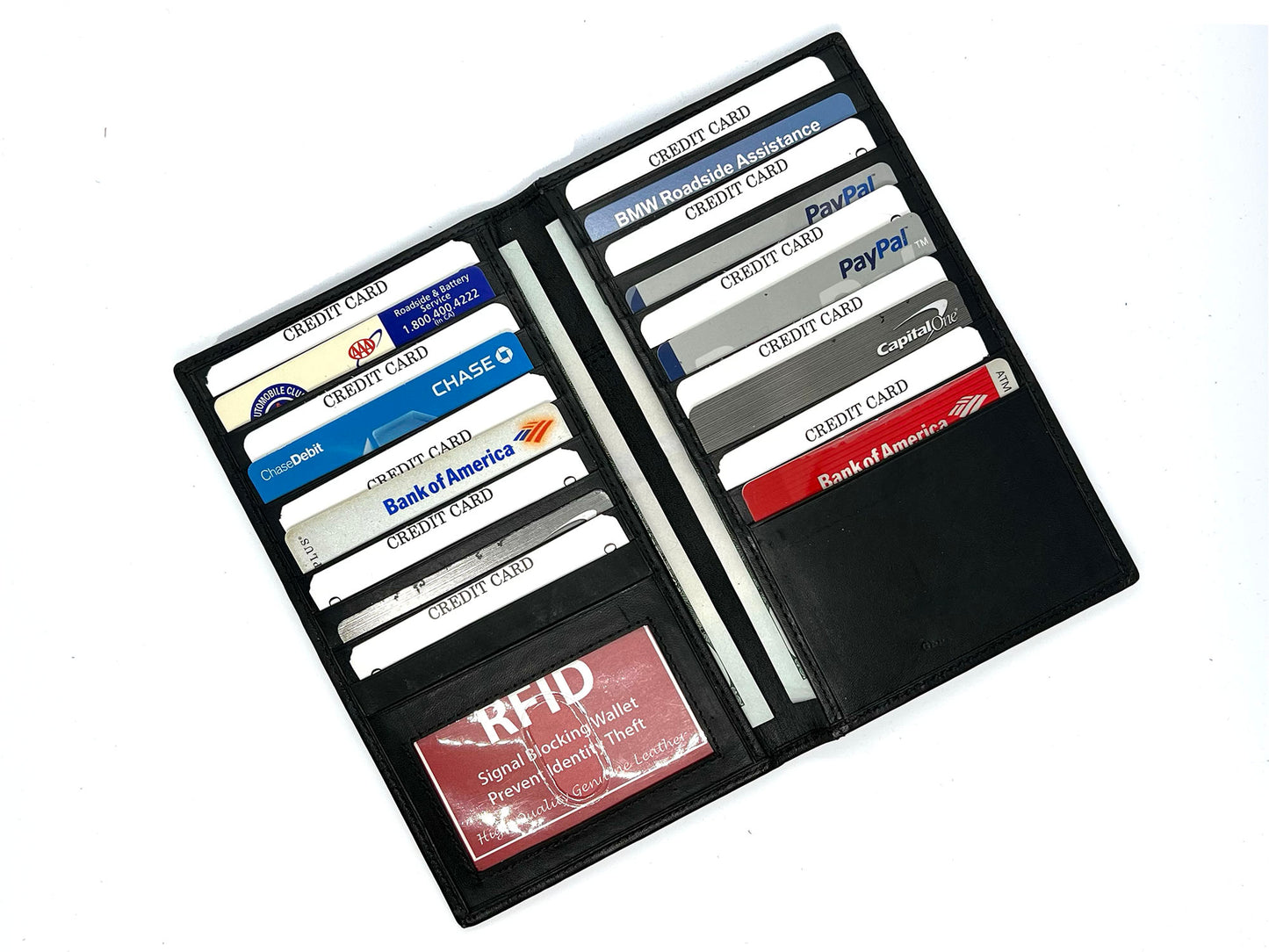 RFID Blocking Leather Checkbook Cover Men's Secretary Wallet 19 Card Holder High Capacity