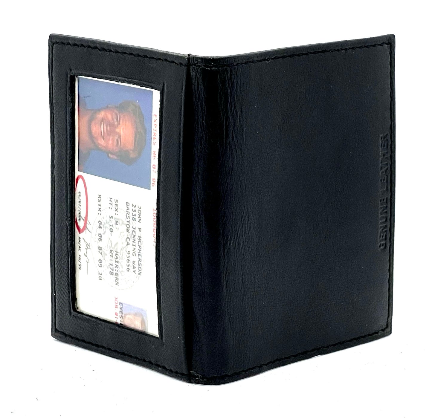 Genuine Leather Leather Credit Card ID Badge Mini Wallet Bifold Driver's License Holder