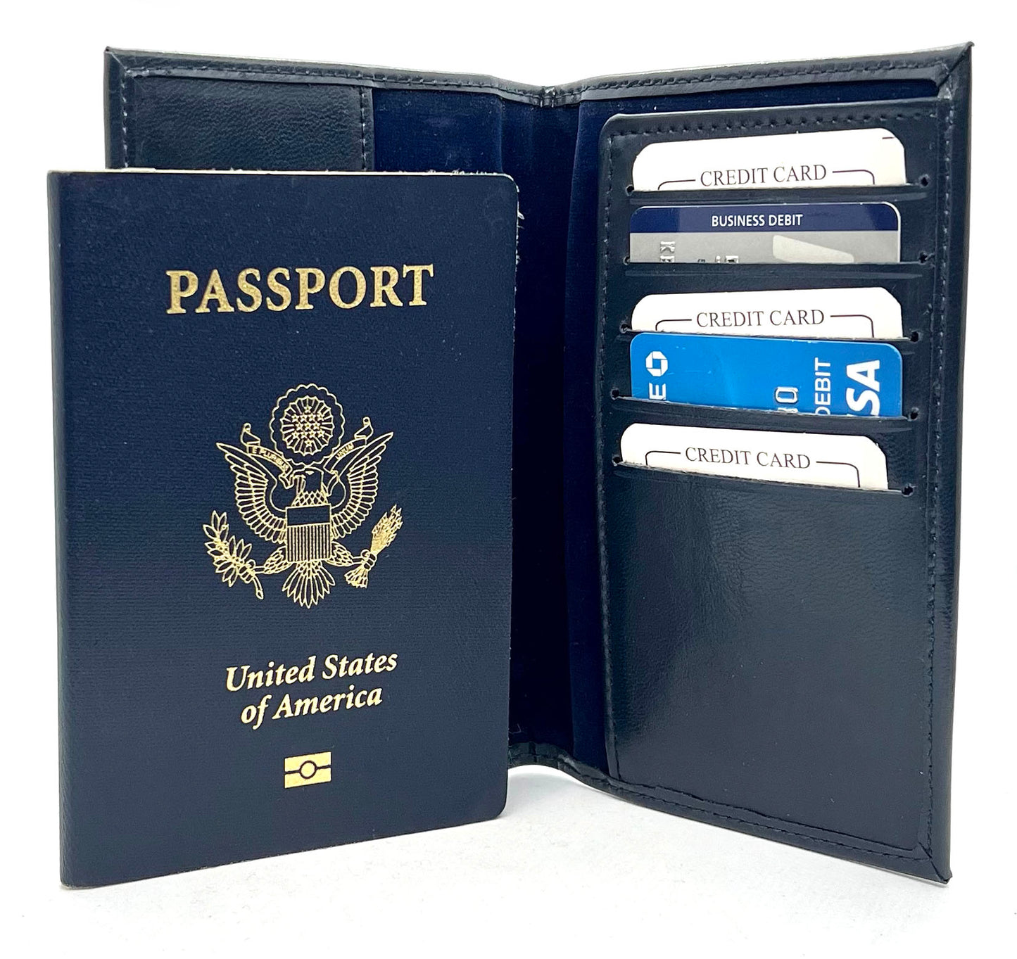 RFID Blocking Leather Passport Cover Credit Card ID Travel Wallet