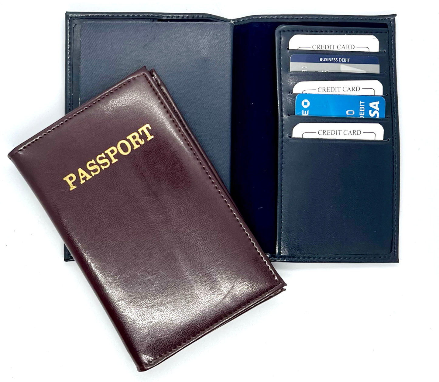 RFID Blocking Leather Passport Cover Credit Card ID Travel Wallet