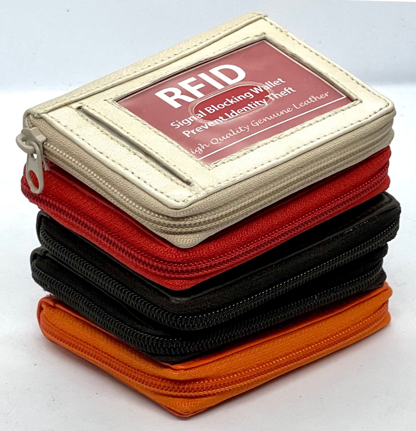 RFID Blocking Genuine Leather Women's Wallet Accordion Style Credit Card Holder Zip Around