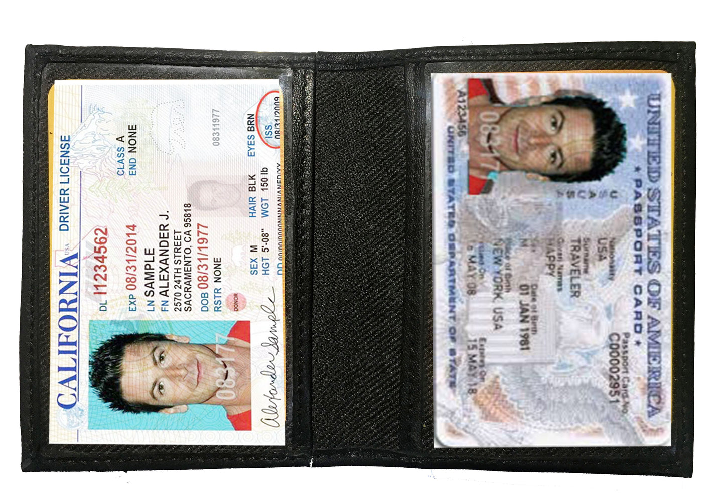 Genuine Leather Leather Credit Card ID Badge Mini Wallet Bifold Driver's License Holder