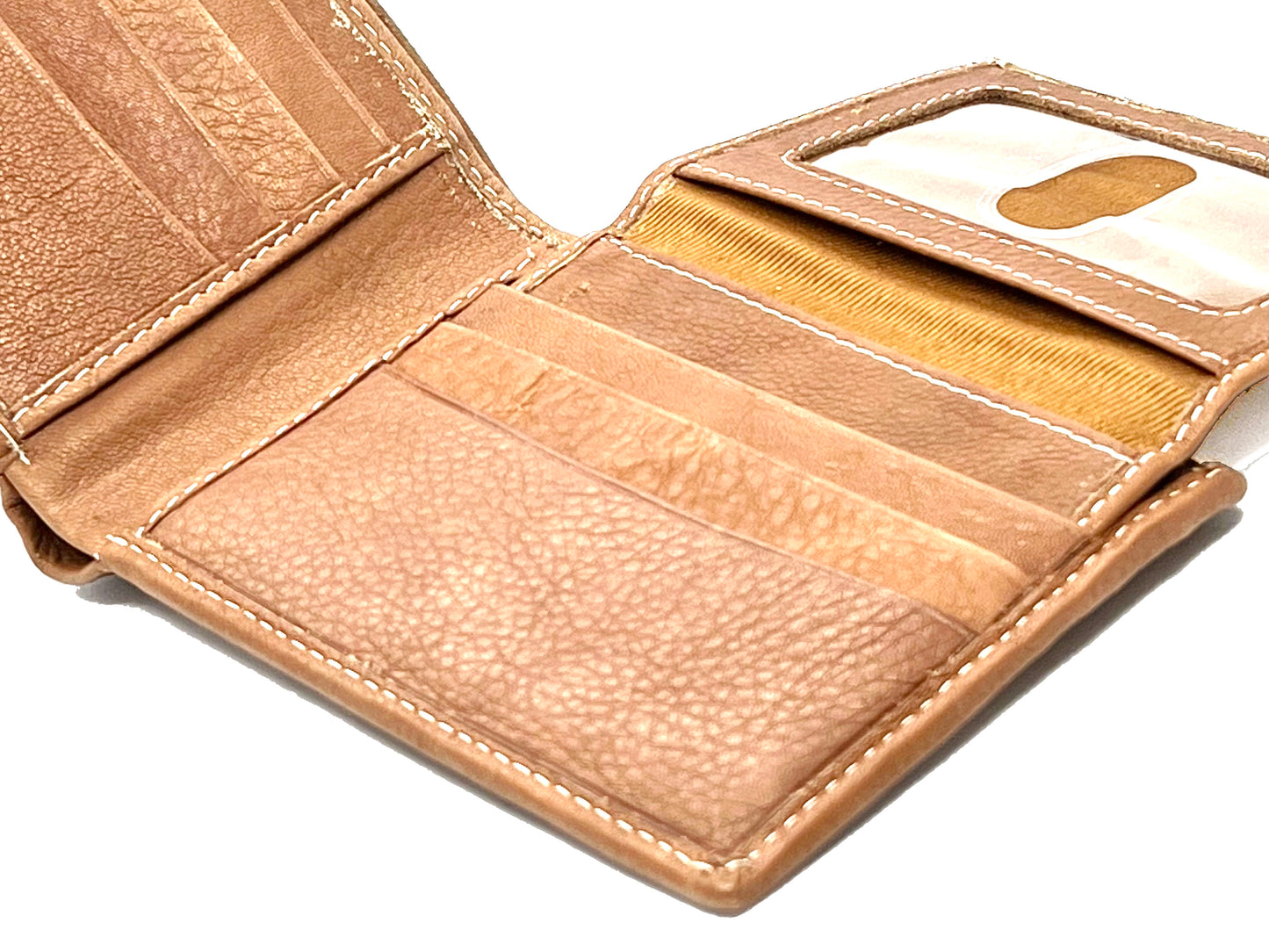 Tan RFID Blocking Premium Leather Bifold Wallet Center Flap Credit Card Business Card ID Holder