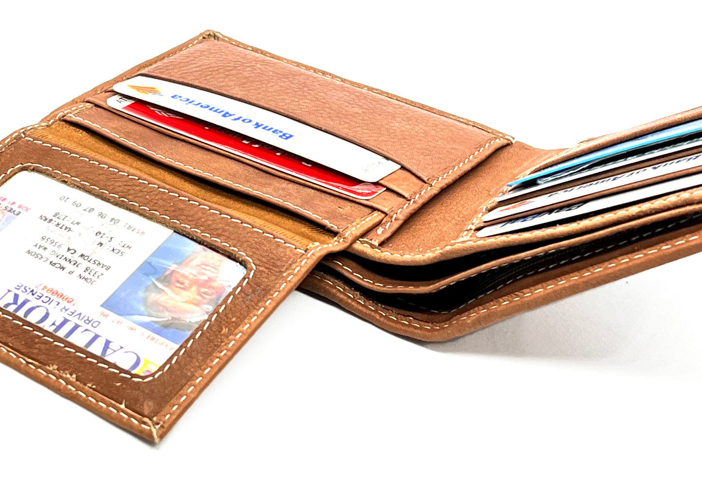 Tan RFID Blocking Premium Leather Bifold Wallet Center Flap Credit Card Business Card ID Holder