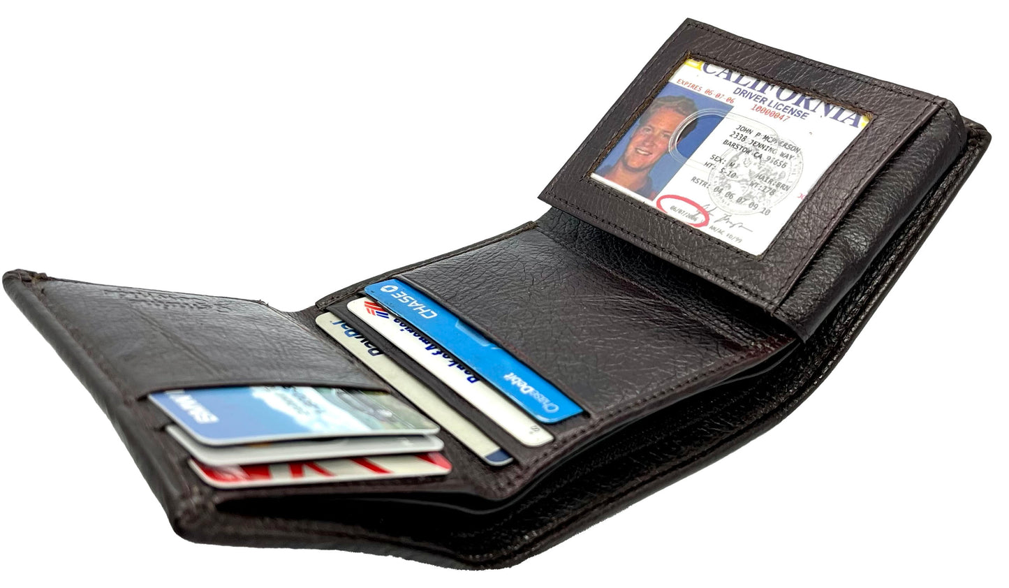 RFID Blocking  Premium Leather Credit Card, Business Card, ID Holder Trifold Wallet Flap Top