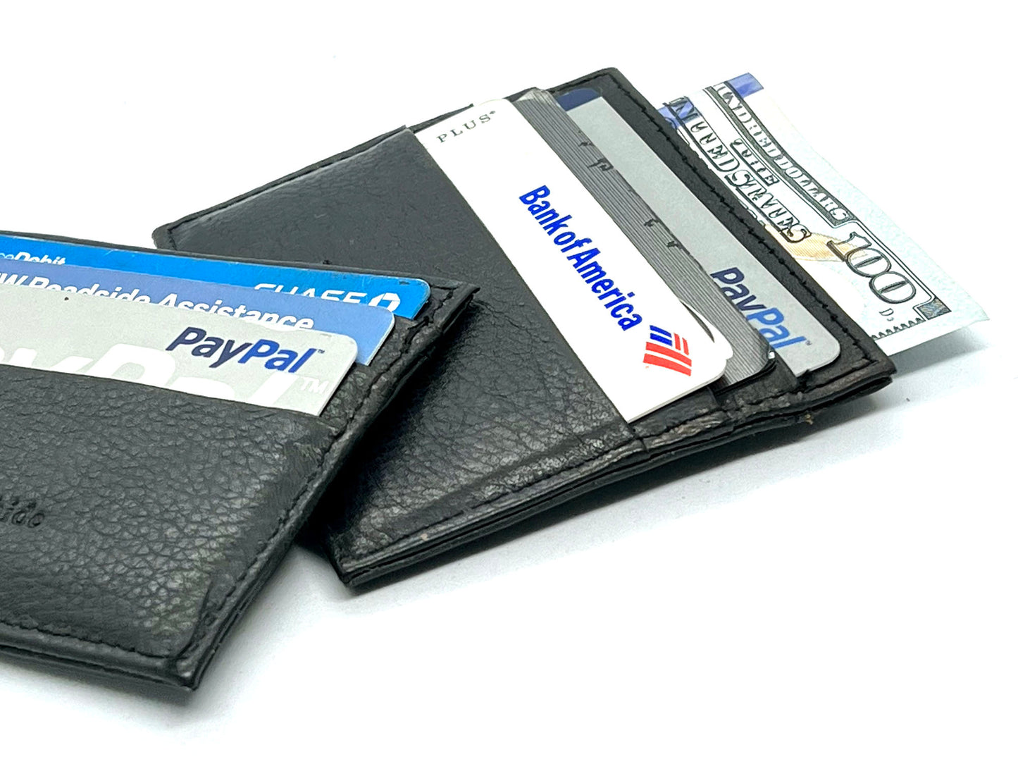 Black Leather Men's Wallet Credit Card Bifold Holder Minimalist