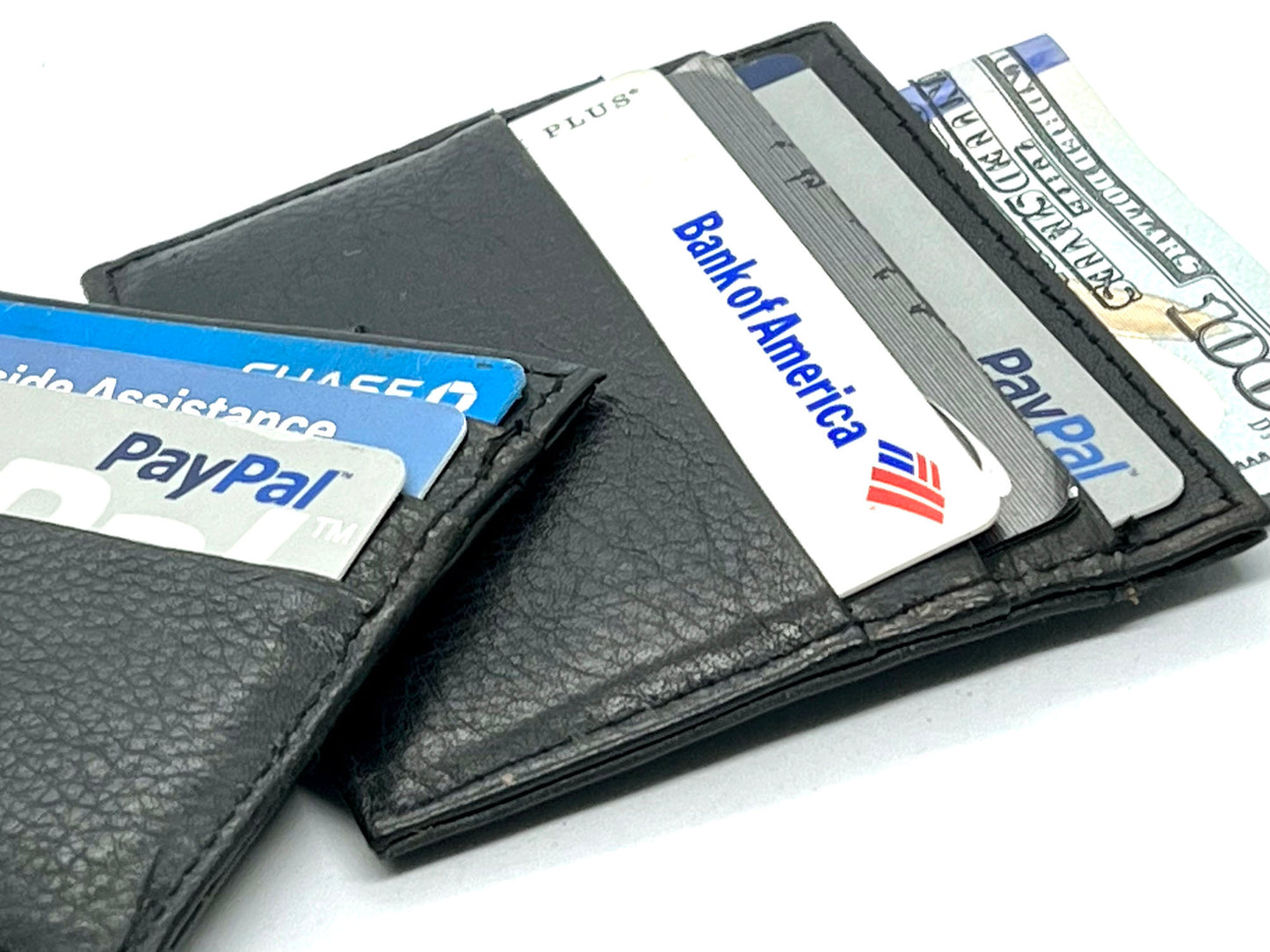 Black Leather Men's Wallet Credit Card Bifold Holder Minimalist