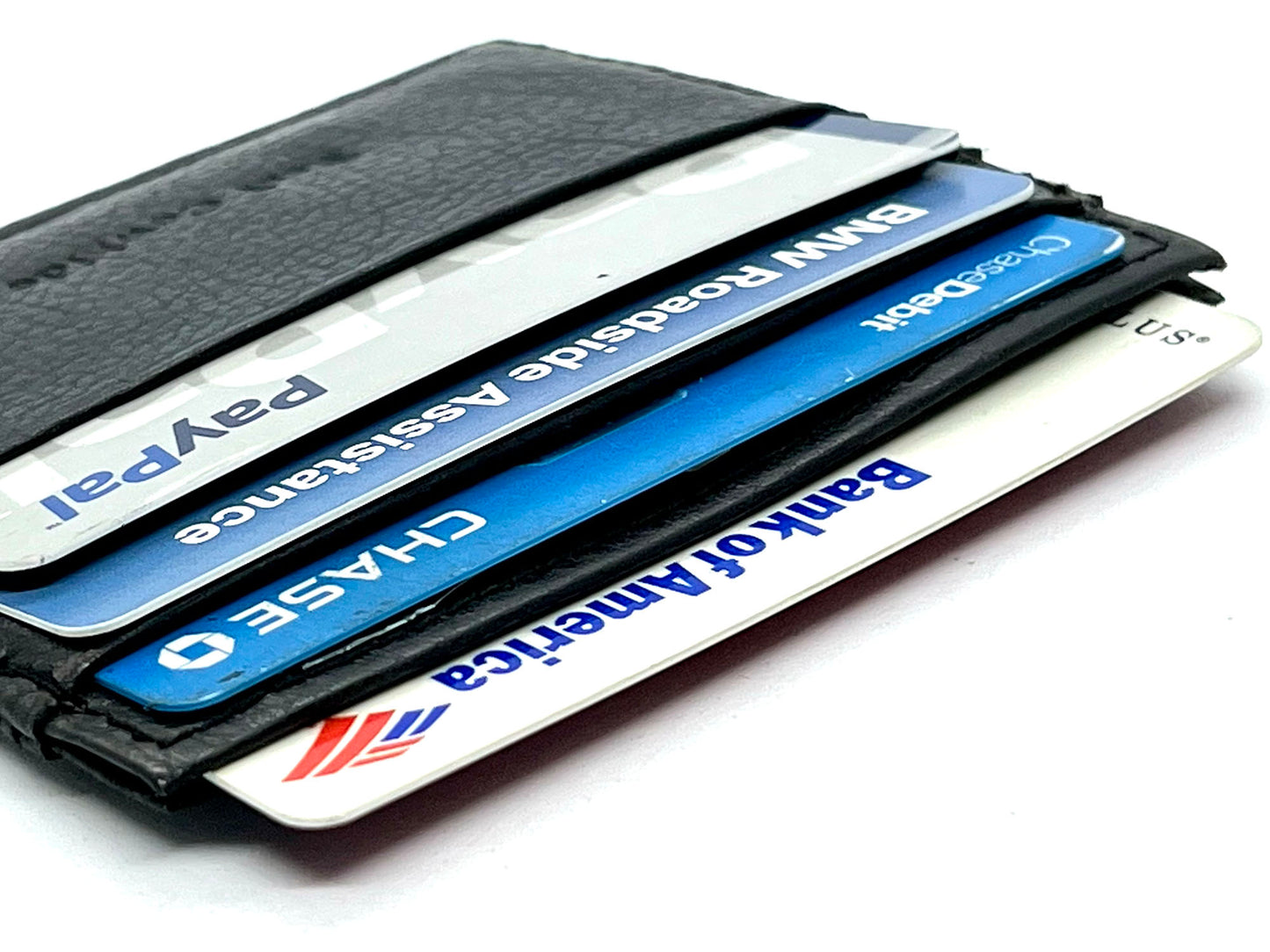 Black Leather Men's Wallet Credit Card Bifold Holder Minimalist