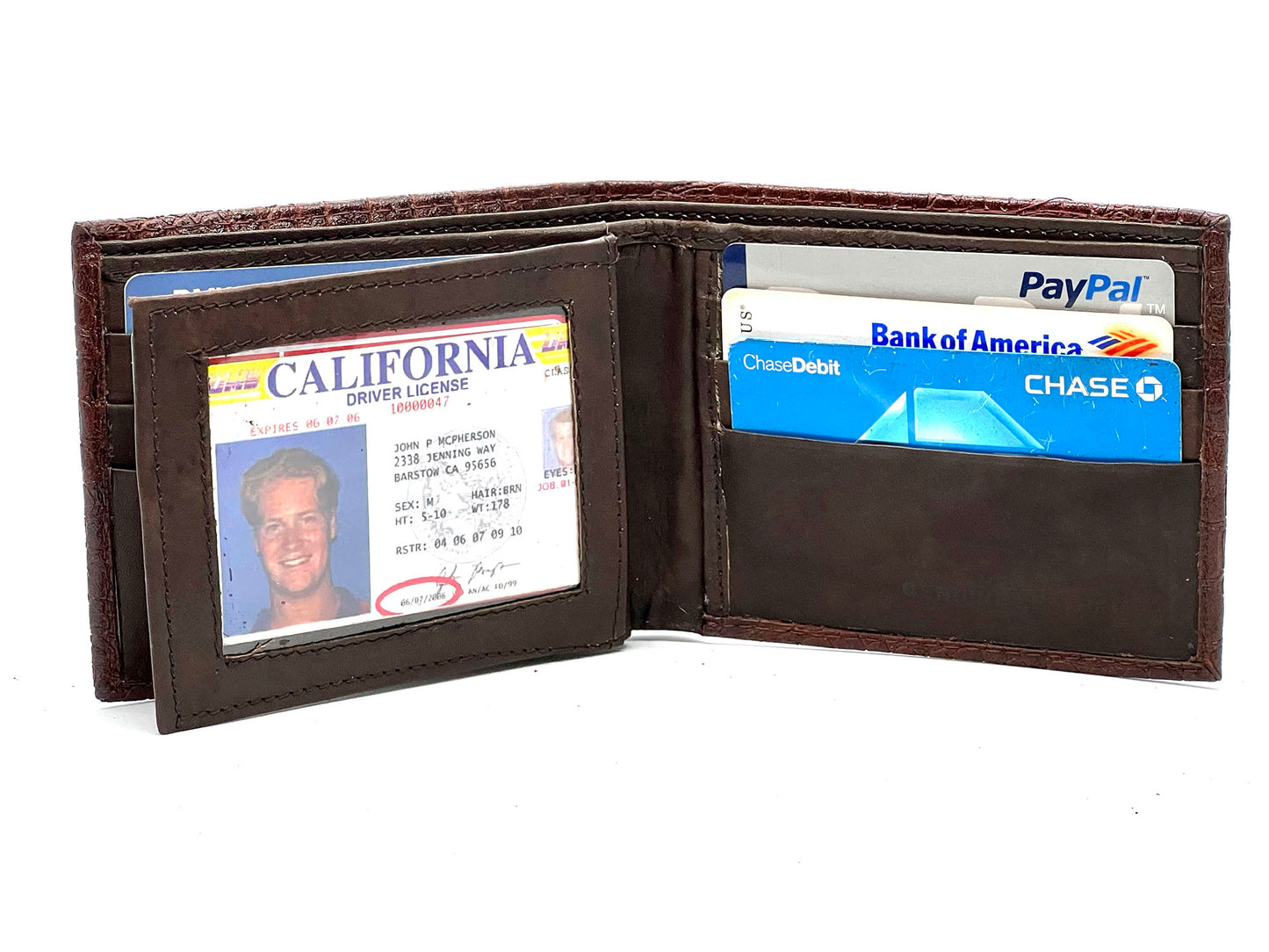 Genuine Leather Croc Print Men's Bifold Wallet Credit Card Holder