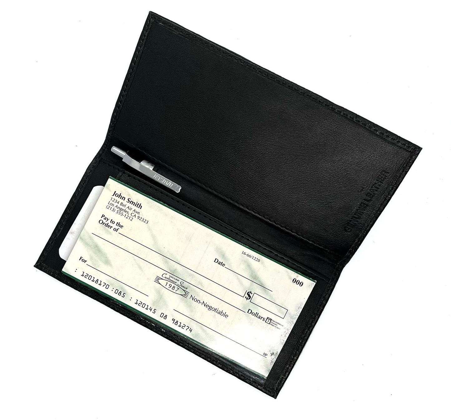 RFID Blocking Genuine Leather Standard Checkbook Cover Holder Thin Wallet