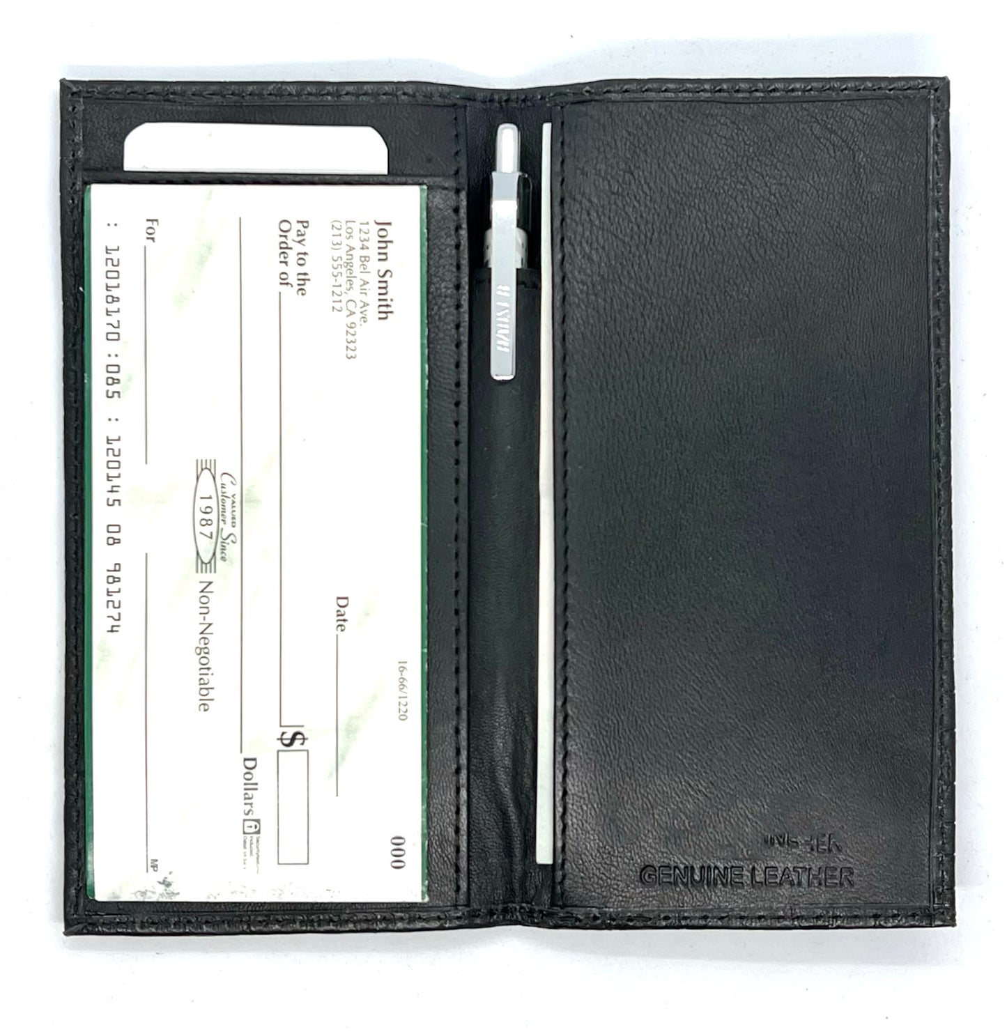 RFID Blocking Genuine Leather Standard Checkbook Cover Holder Thin Wallet Croc Croco Print