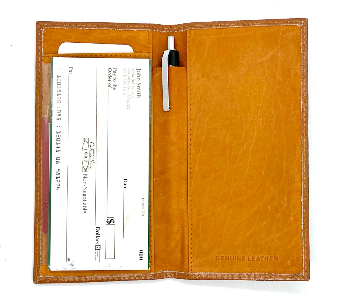 RFID Blocking Genuine Leather Standard Checkbook Cover Holder Thin Wallet Croc Croco Print