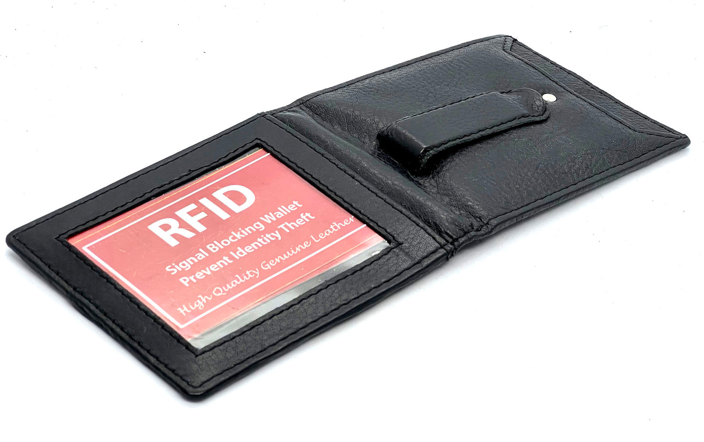 RFID Blocking Slim Bifold Money Clip ID Holder Metal Clip Men's Wallet