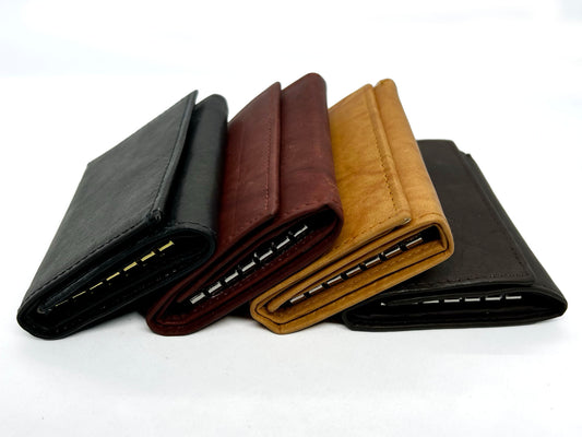 Genuine Leather Keychain Men's Wallet Key Ring Trifold Front Pocket