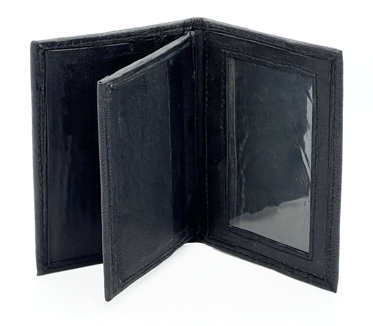 Genuine Leather Bifold Wallet Credit Card Holder ID Window Center Flap