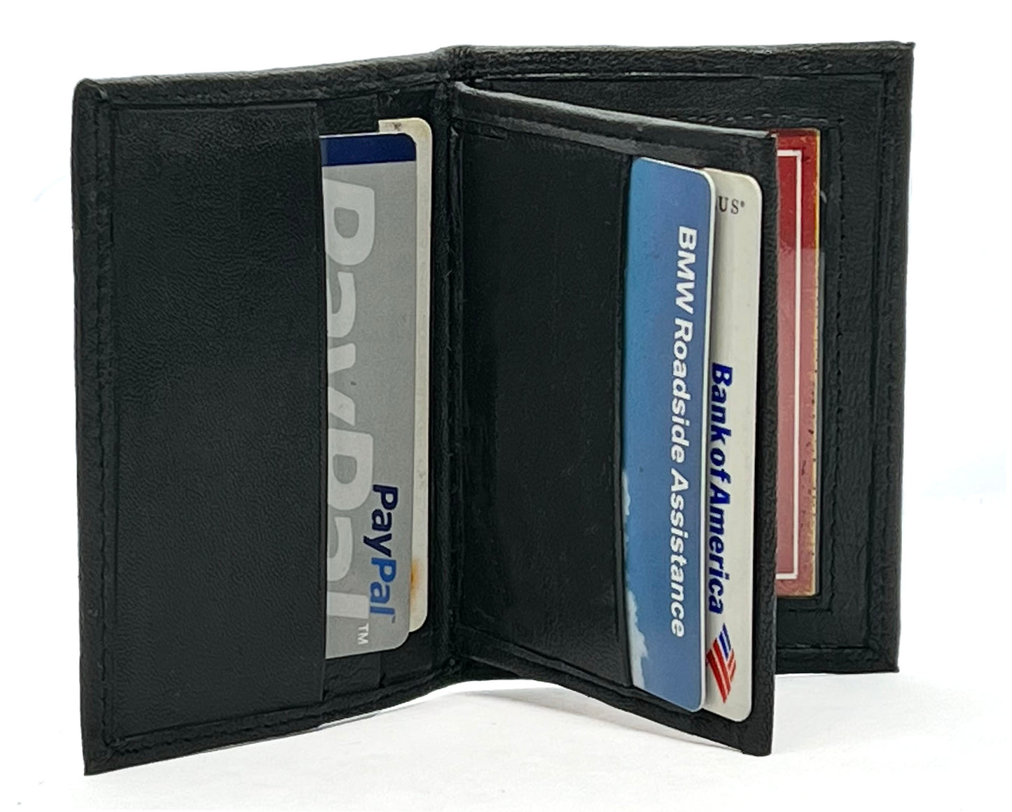 Genuine Leather Bifold Wallet Credit Card Holder ID Window Center Flap