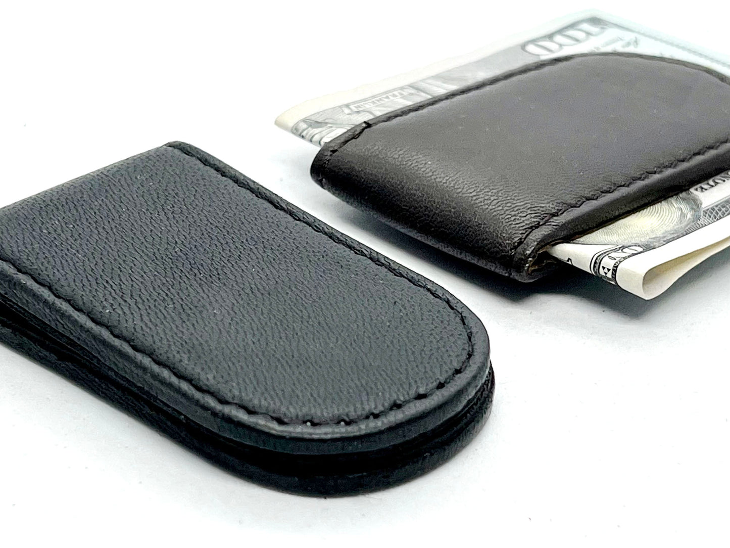 Genuine Leather Men's Magnetic Money Clip Minimalist Bill Holder Premium Quality