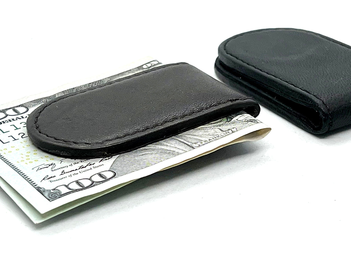 Genuine Leather Men's Magnetic Money Clip Minimalist Bill Holder Premium Quality