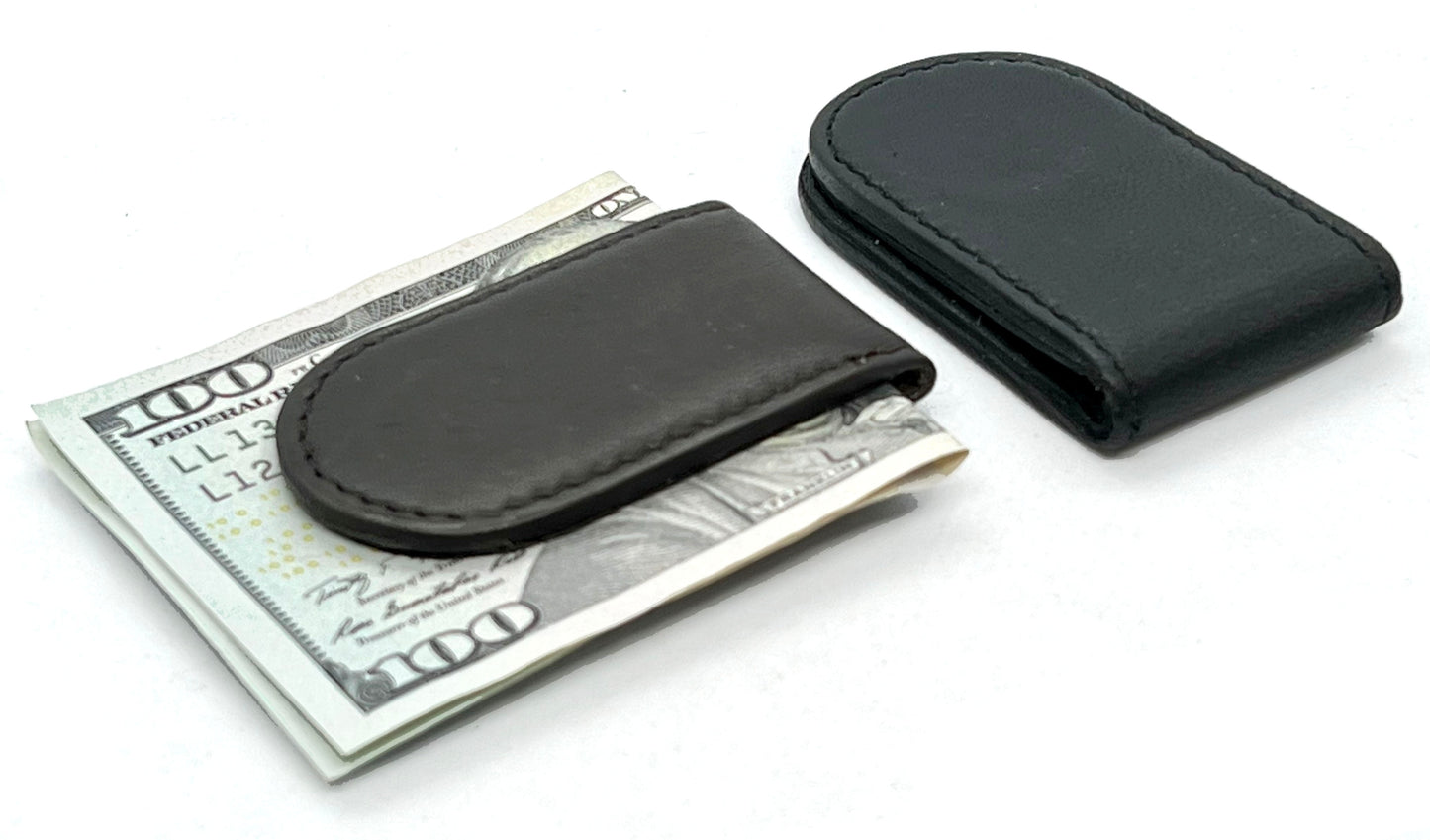 Genuine Leather Men's Magnetic Money Clip Minimalist Bill Holder Premium Quality