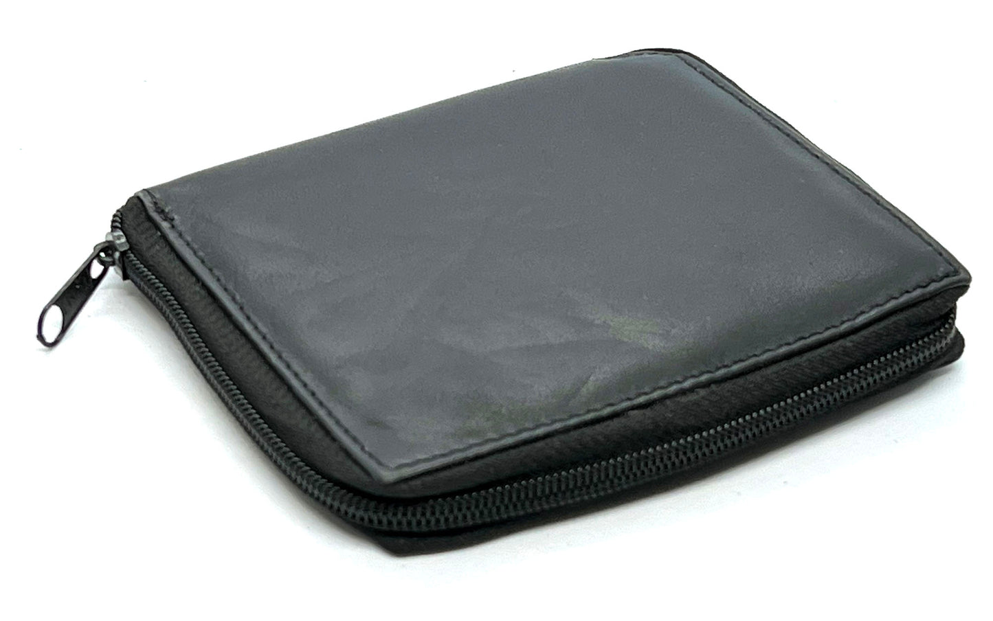 RFID Blocking Leather Zip-Around Credit Card Holder Men's Bifold Hipster Wallet